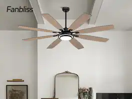 Siljoy - 72-in LED Ceiling Fan with Dual Color Blades ( and oak)-Remote Included (8 Blades) - Black