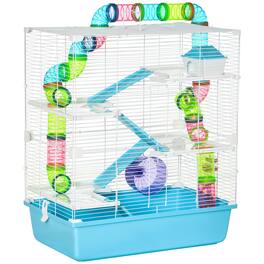 Pawhut - Extra Large 23" Hamster Cage with Tubes, Portable Carry Handles, 5-Tier Design, Exercise Wheel, Water Bottle