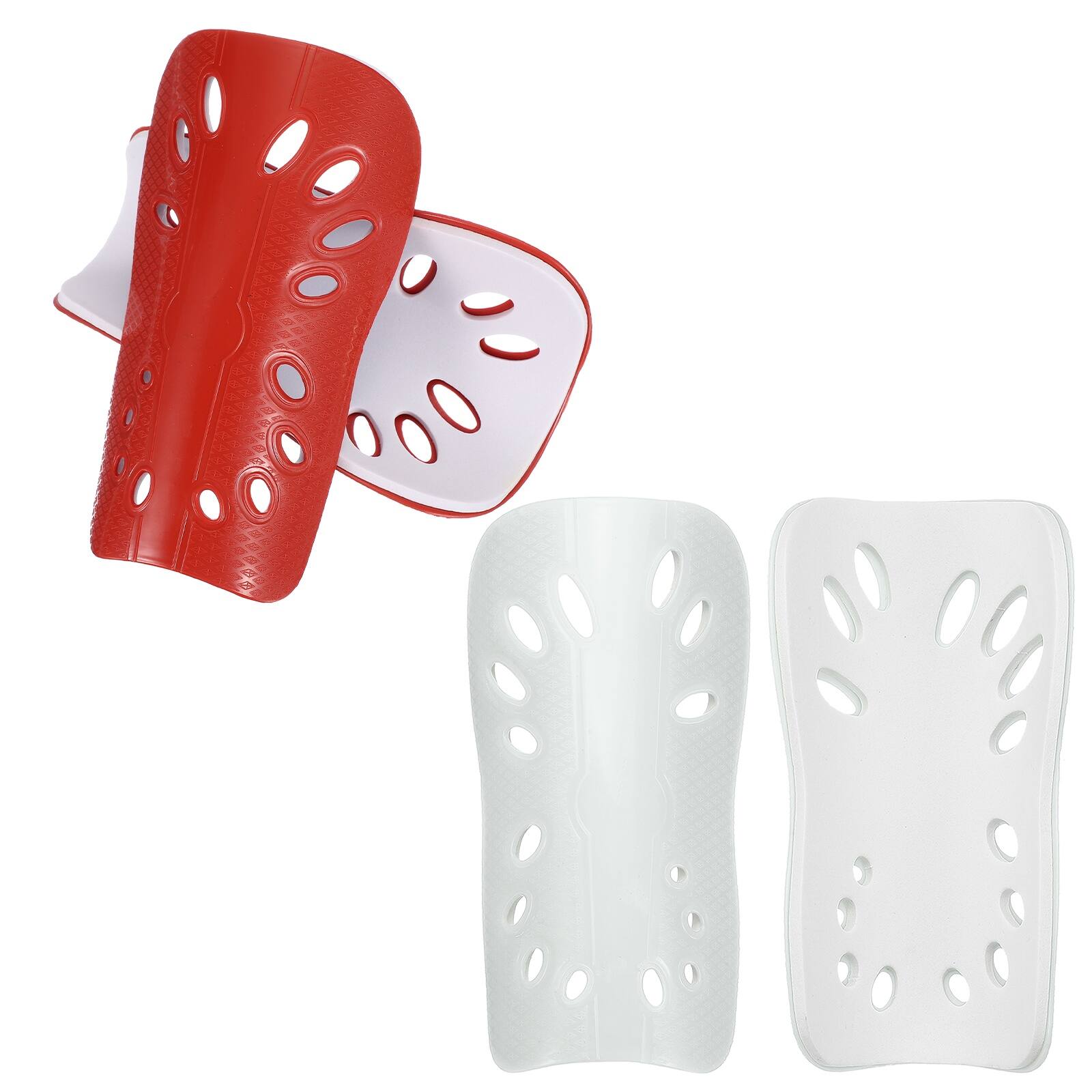 Front. Unique Bargains - Soccer Shin Guards, Shin Pads - For Youth Adults Women Men Football Training, 2 Pairs & S Size - White/Red.