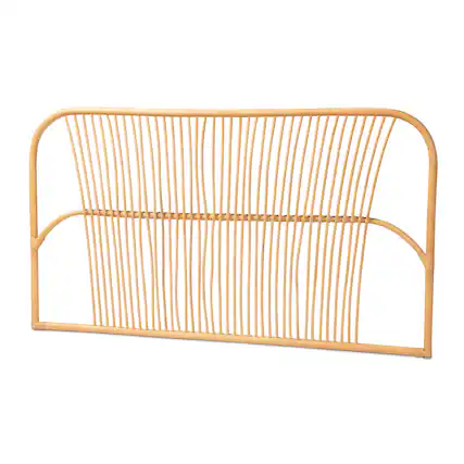 Front. bali & pari - Laina Modern Bohemian Rattan Queen Size Wall-mount Headboard - Natural Brown.