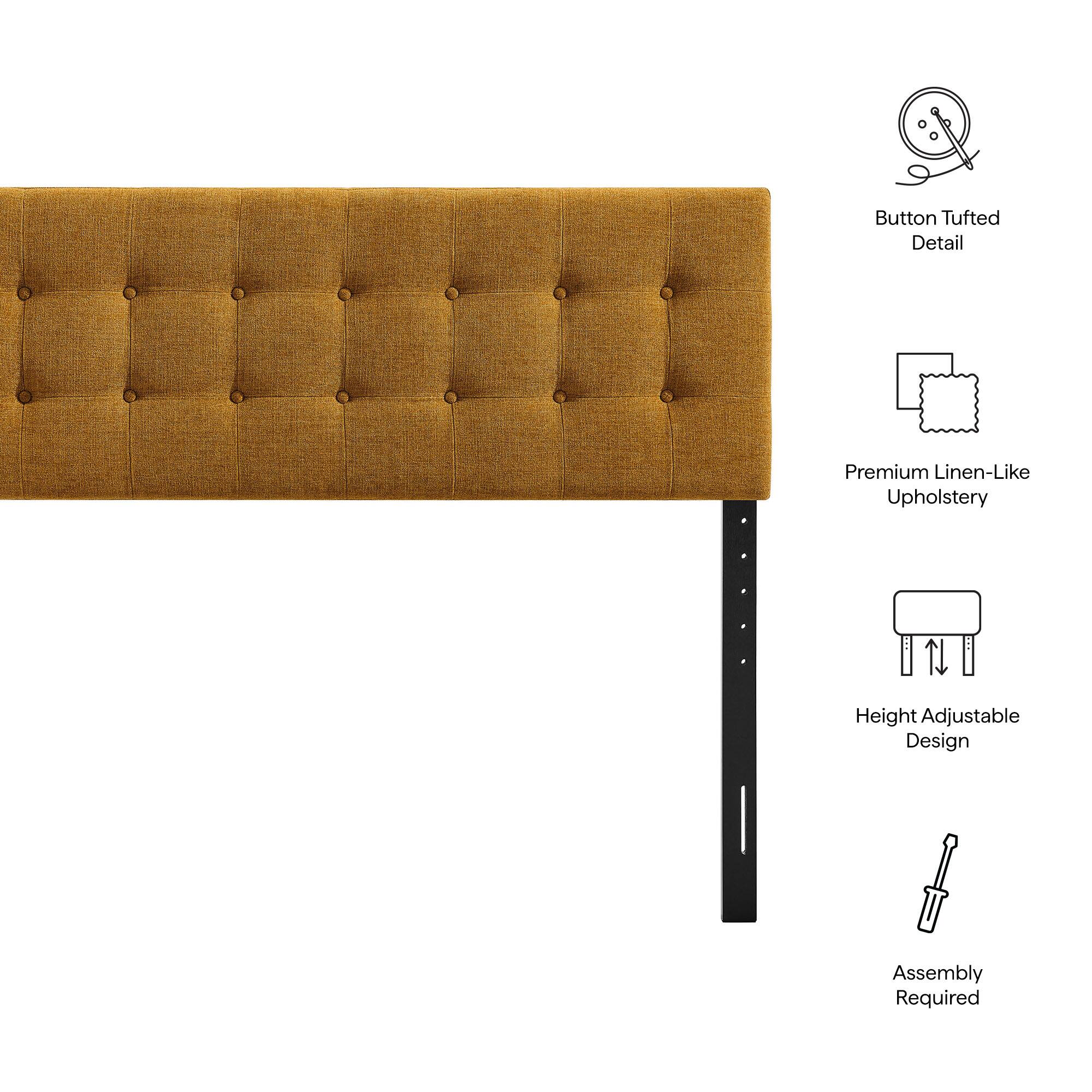 Button Tufted Detail  
Premium Linen-Like Upholstery  
Height Adjustable Design  
Assembly Required