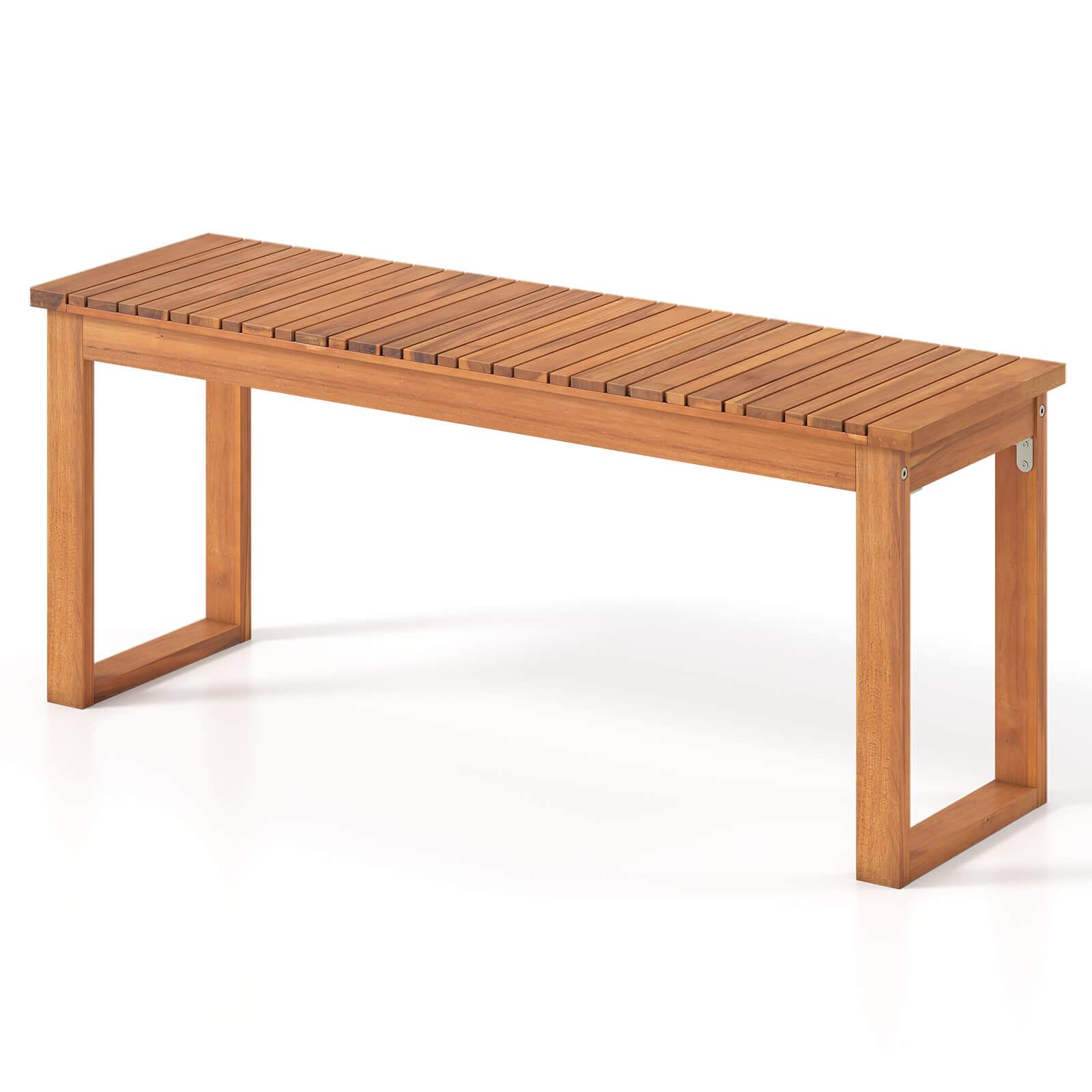 Front. Costway - Costway 1 PCS Acacia Wood Outdoor Garden Bench with Slatted Seat 800 lbs Capacity for Front Porch - Natural.