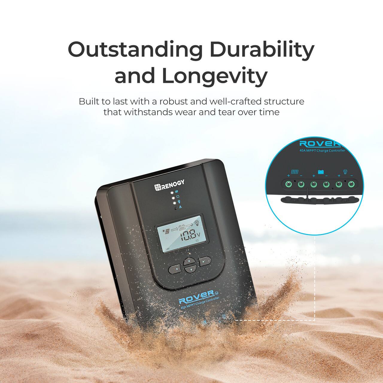 Outstanding Durability and Longevity: Built to last with a robust and well-crafted structure that withstands wear and tear over time. ROVER ROA MPPT Charge Controller - RENOGY 2 1 & N I no V ILOV & ROVER LEPT Charge Centroller +A