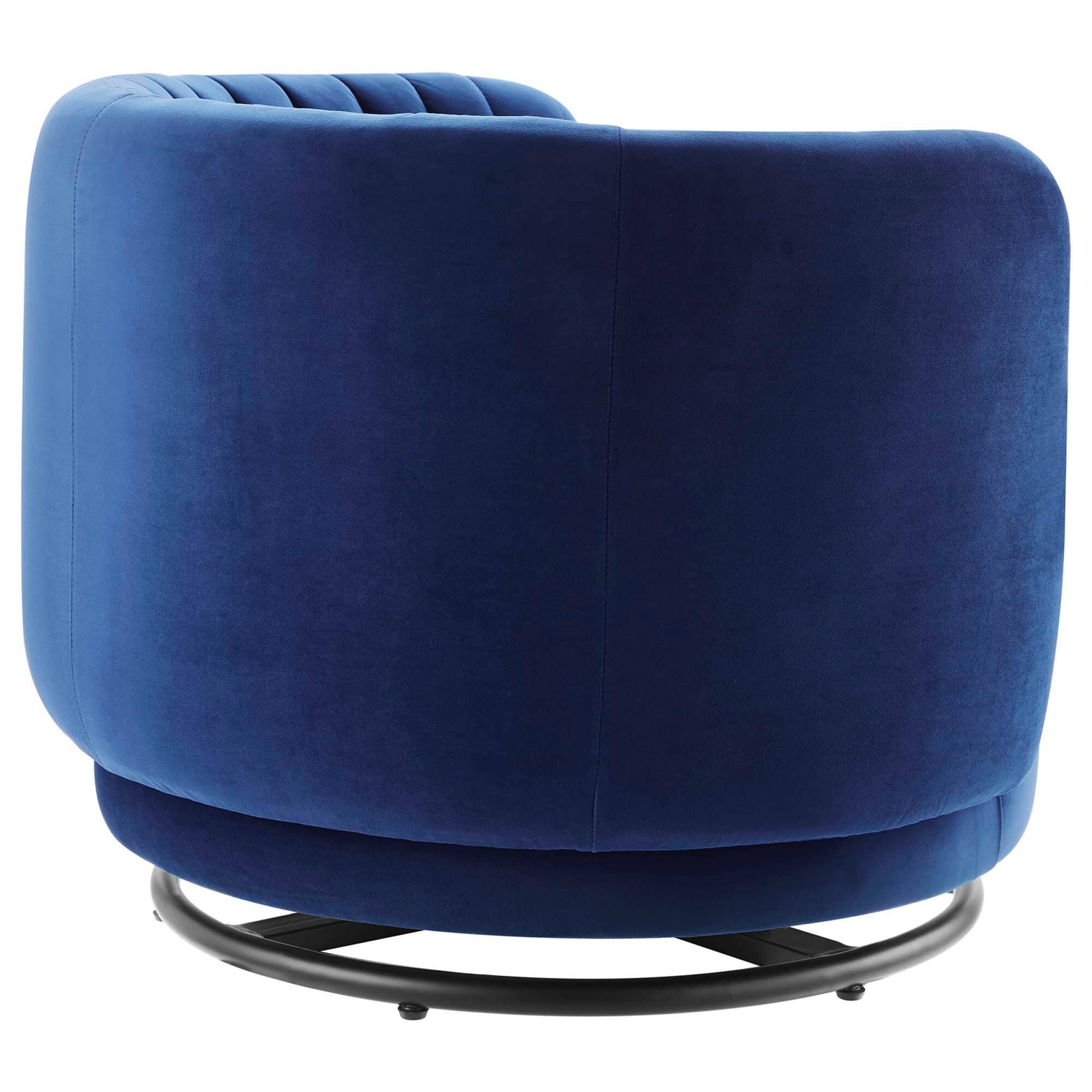 Alt View 1. Modway - Embrace Tufted Performance Velvet Swivel Chair by Modway - Black Navy.