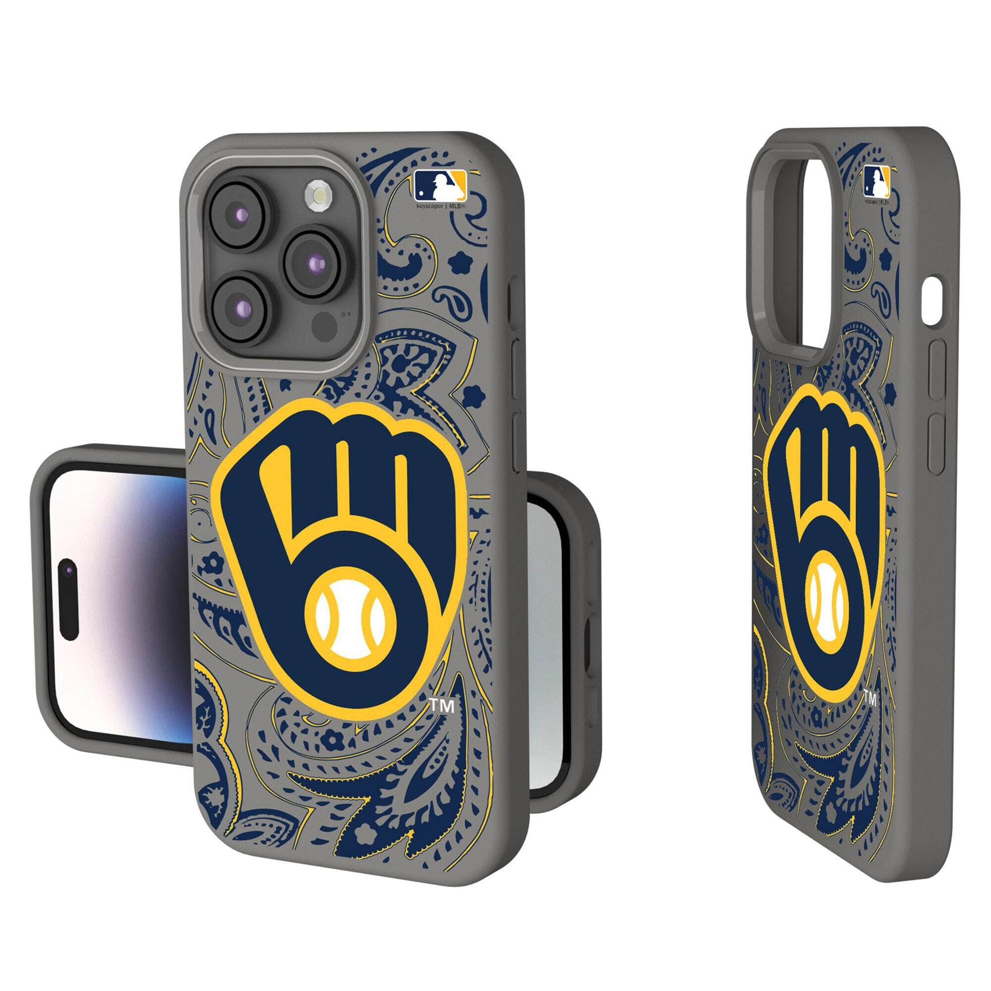 Front. Keyscaper - Paisley iPhone Soft Touch Case - 14 Pro Max - Gray.