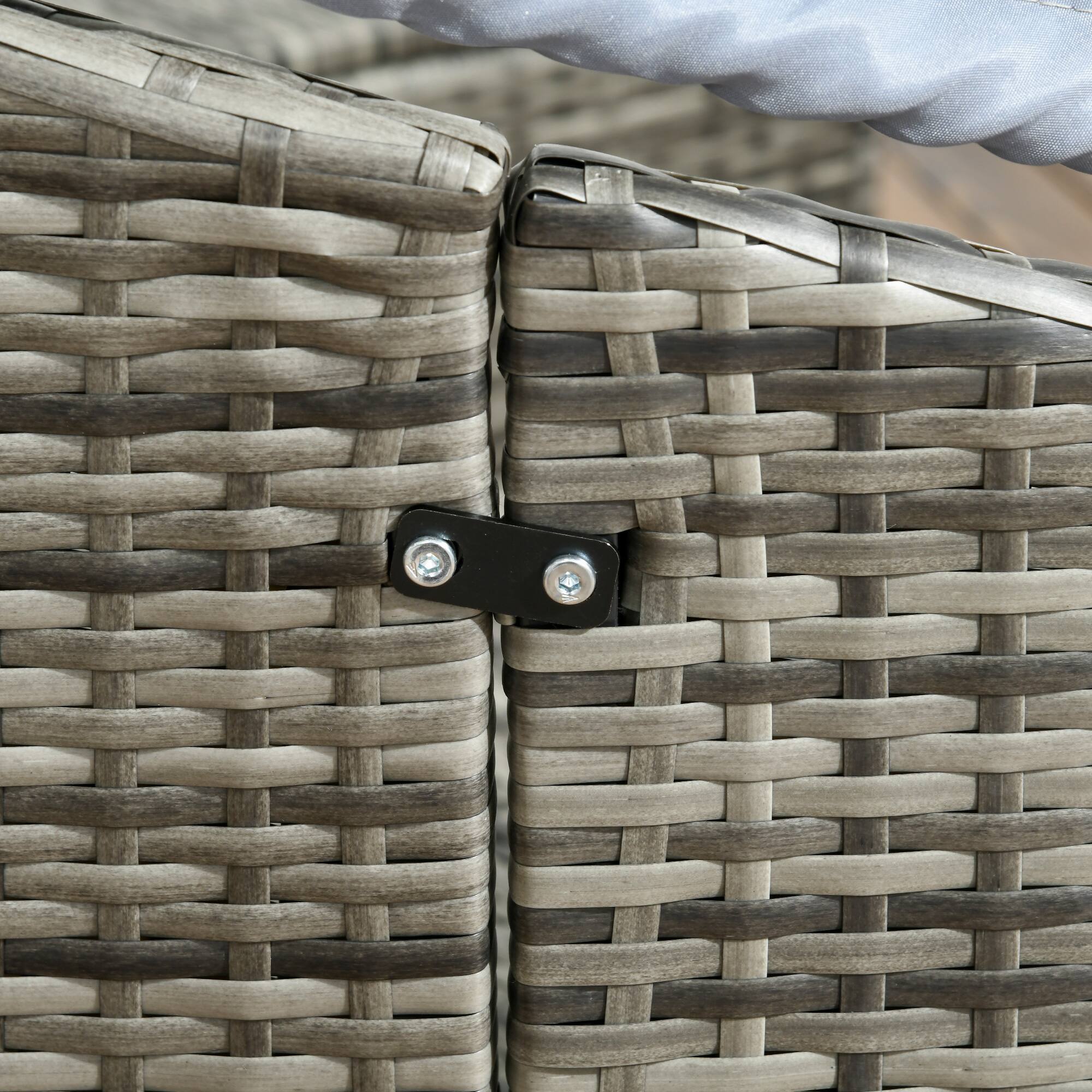 Alt View 8. Outsunny - 4-Piece Outdoor Rattan Furniture Set, Round Convertible Patio Daybed or Sunbed, Sectional Sofa with Canopy, Pillows - Light Gray.