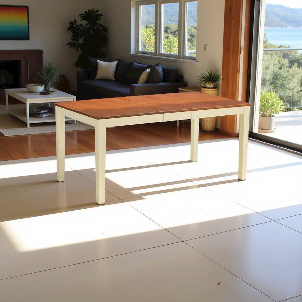 Alt View 1. FurniFact - Elegant Kitchen Table Set – Solid Wood Dining Room Table Set for 4 - Buttermilk & Cherry.