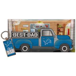 Fan Creations - Detroit Lions 6'' x 12'' Best Dad Truck Sign & Key Chain Bundle - Multicolor