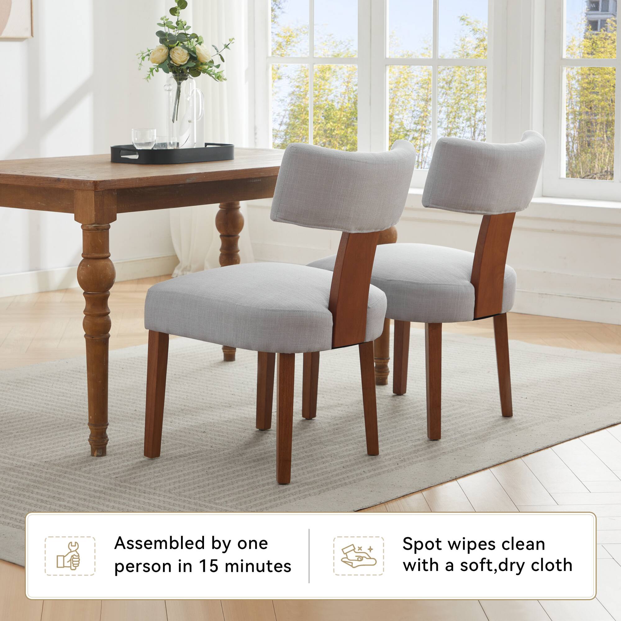 Assembled by one person in 15 minutes  
Spot wipes clean with a soft, dry cloth