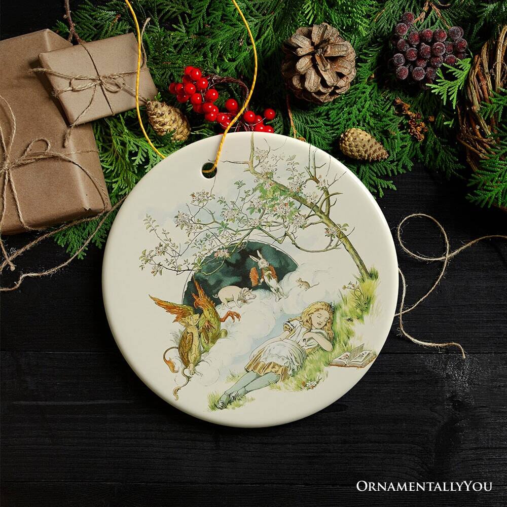 Back. OrnamentallyYou - The Nursery Alice Ornament Vintage Childrens Story Art Christmas Decor - Multi-colored.