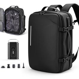 Sugift - Expandable Travel Backpack with Vacuum Compression, TSA Lock, USB Port and Laptop Sleeve - Black