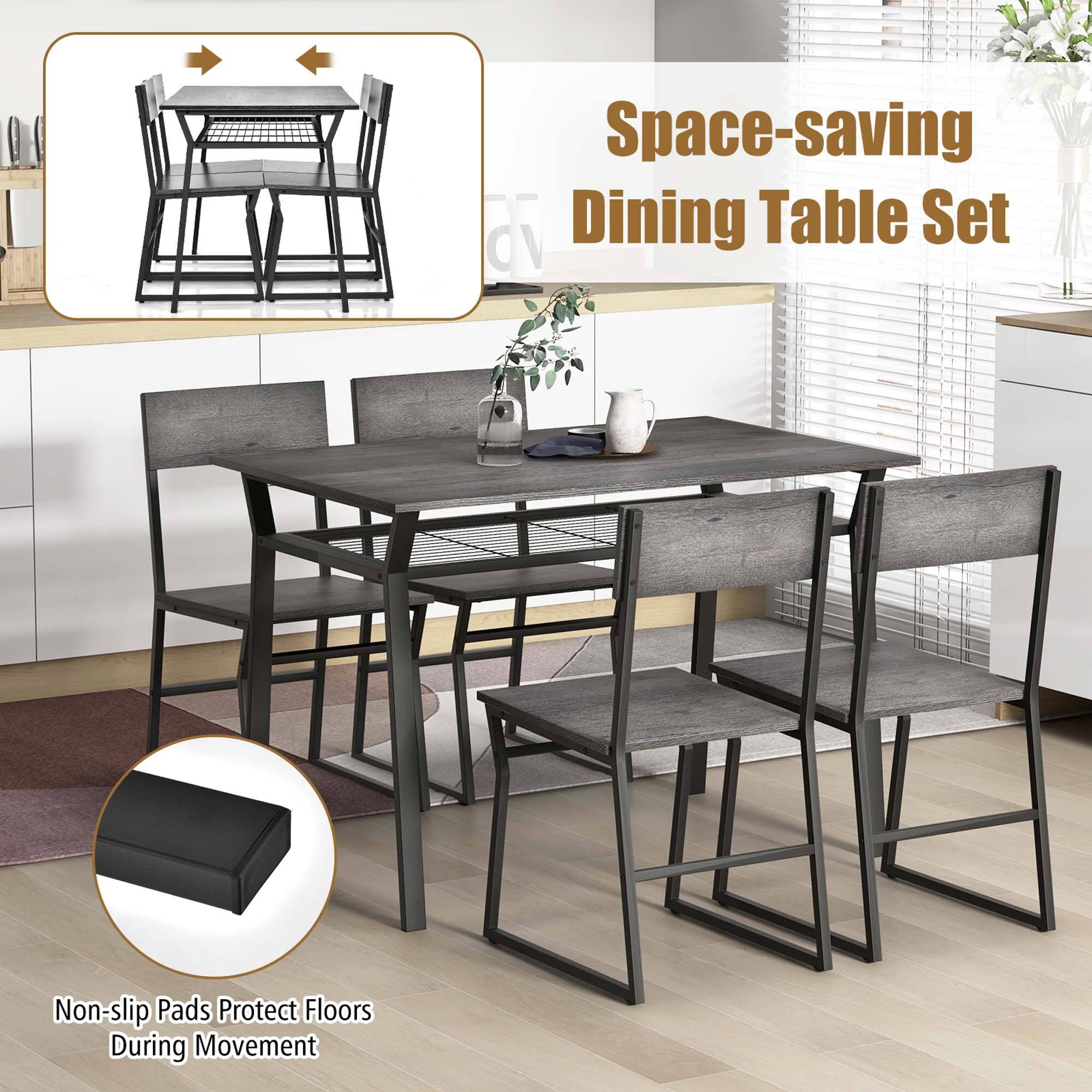Space-saving Dining Table Set with Non-slip Pads to Protect Floors During Movement