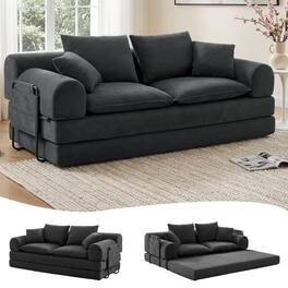 Dyonery - 4-in-1 High Backward-Folding Compressible Cloud Sofa Bed - Corduroy Gray - Gray