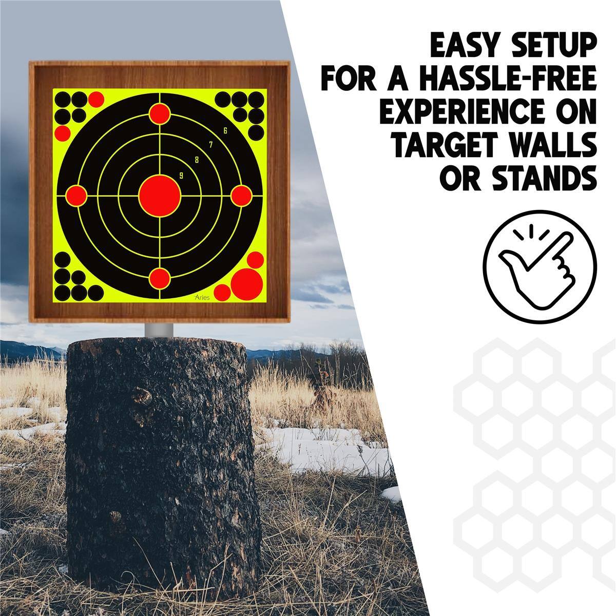 EASY SETUP FOR A HASSLE-FREE EXPERIENCE ON TARGET WALLS OR STANDS