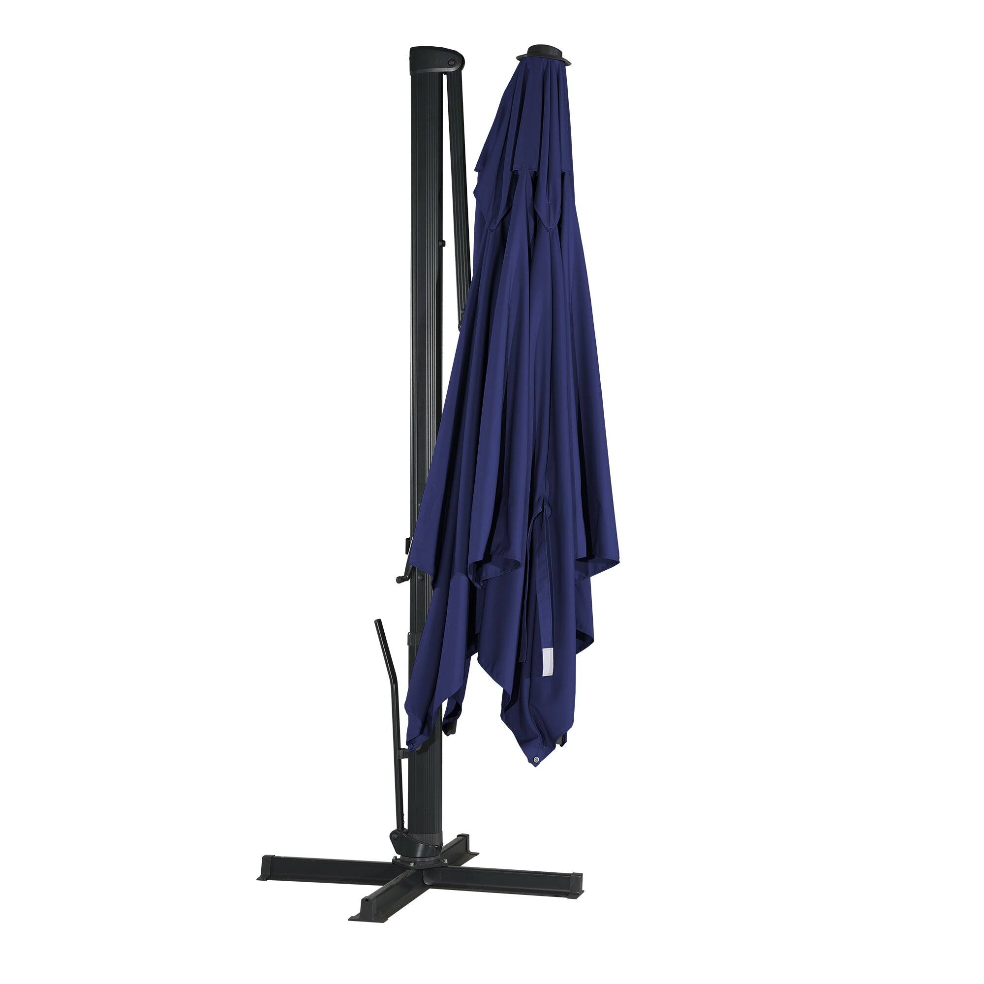 Angle. Mondawe - 10x13ft Cantilever Patio Umbrella with 360° Rotation, DIY Drape Hook - Navy.