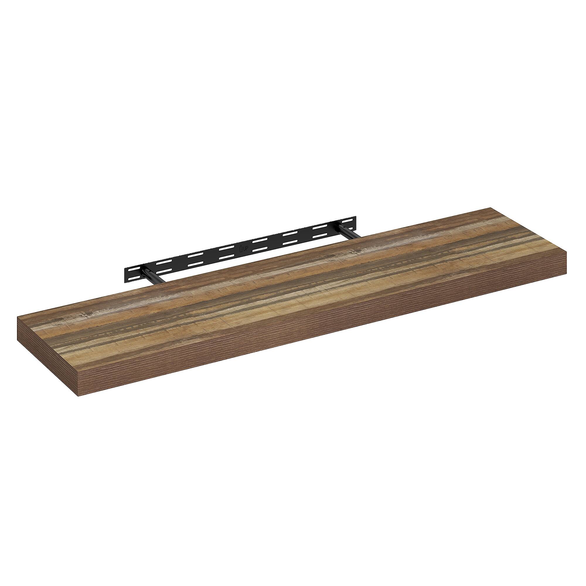Alt View 3. Furinno - TANNA Floating Shelves for Wall, 12 x 47 Wall Shelf, Thick Shelf Wall Mounted Floating Shelf with Invisible Brackets - Retro Brown.