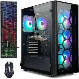 STGAubron - Gaming Desktop PC, Intel Core i7 up to 3.9G, GeForce RTX 2060S 8G, 32G Ram, 1TB SSD, WiFi 6, BT 5.0, Win11H - Black