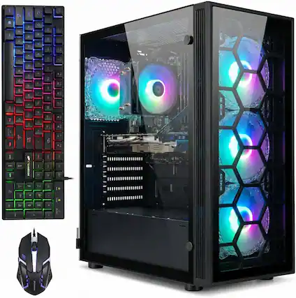Front. STGAubron - STGAubron Gaming Desktop PC, Intel Core i7 up to 3.9G, GeForce RTX 2060S 8G, 32G Ram, 1TB SSD, WiFi 6, BT 5.0, Win11H - Black.