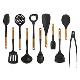 Staub - Silicone with Wood Handle 11-pc Cooking Utensil Set - Black