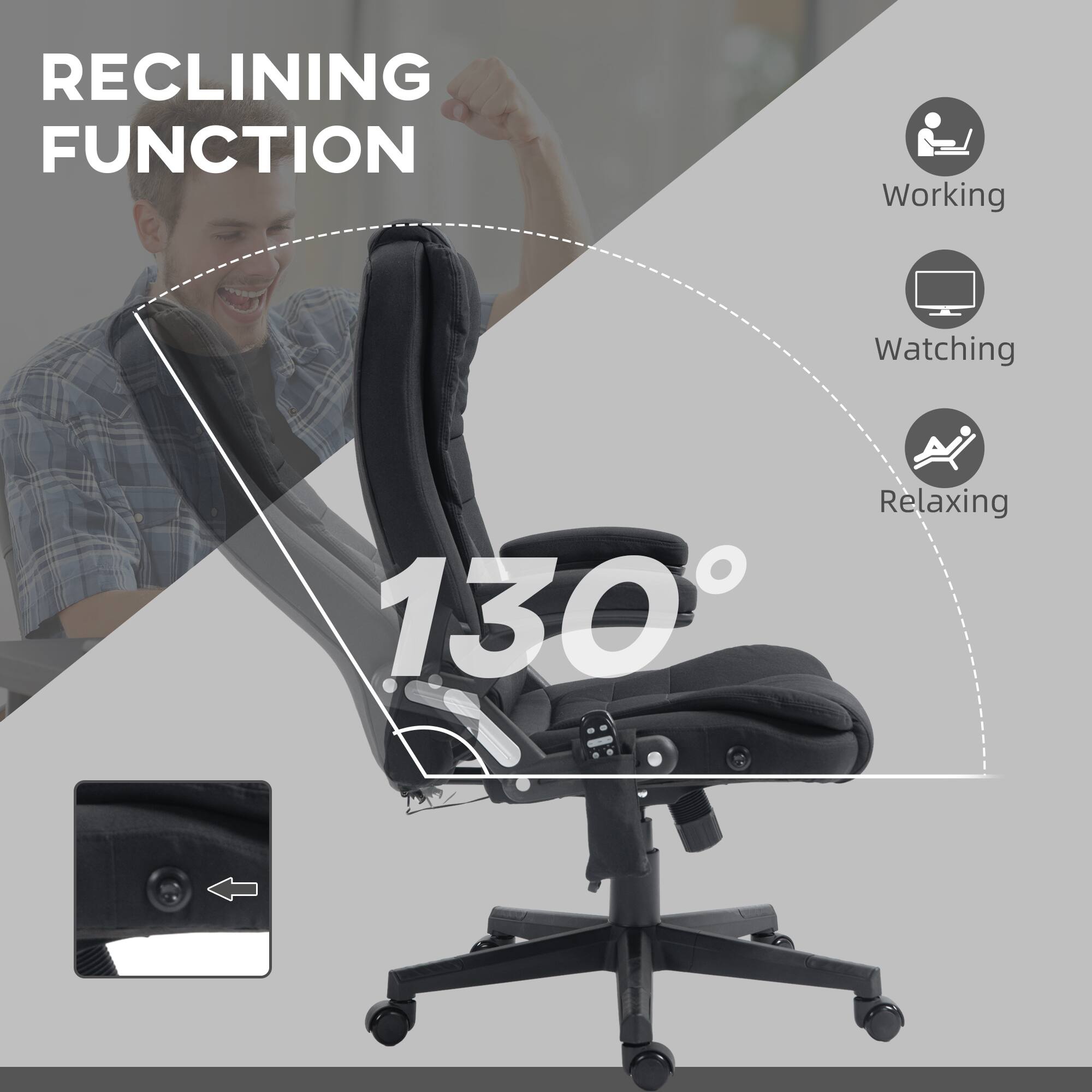 RECLINING FUNCTION
Working
Watching
Relaxing
130°