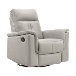 Starlight Canyon Home - Leather Swivel Glider Recliner, Elegant Leather Recliner Chair - Silver