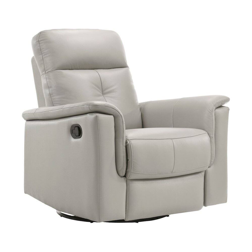 Front. Starlight Canyon Home - Silver Leather Swivel Glider Recliner, Elegant Leather Recliner Chair - Silver.