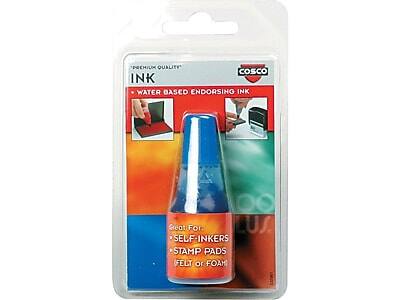 PREMIUM QUALITY  
COSCO INK  
WATER BASED ENDORSEMENT INK  

Great For  
SELF-INKERS  
STAMP PADS  
(FELT or FOAM)