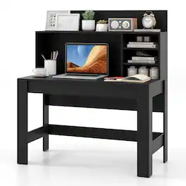 Costway - Computer Desk with Hutch - Black