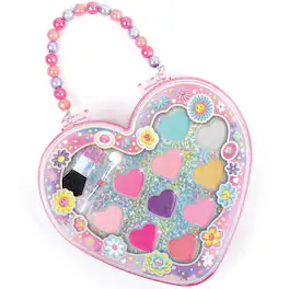 Make It Real - Glimmer & Glow: Sweetheart Cosmetic Case - Heart-Shaped Beauty Box