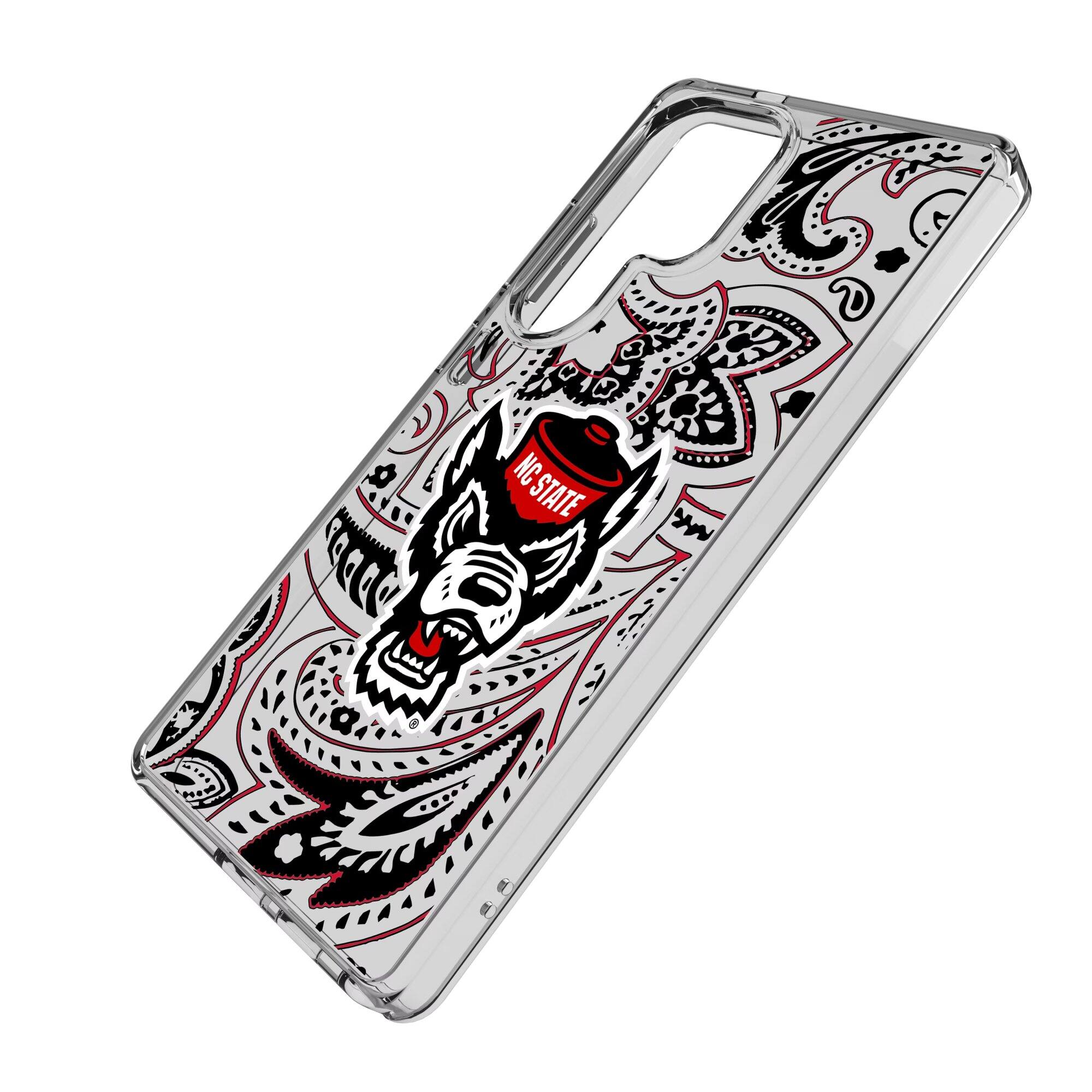 Alt View 1. Keyscaper - NC State Wolfpack Paisley Galaxy Clear Case - S22 - Multicolor.