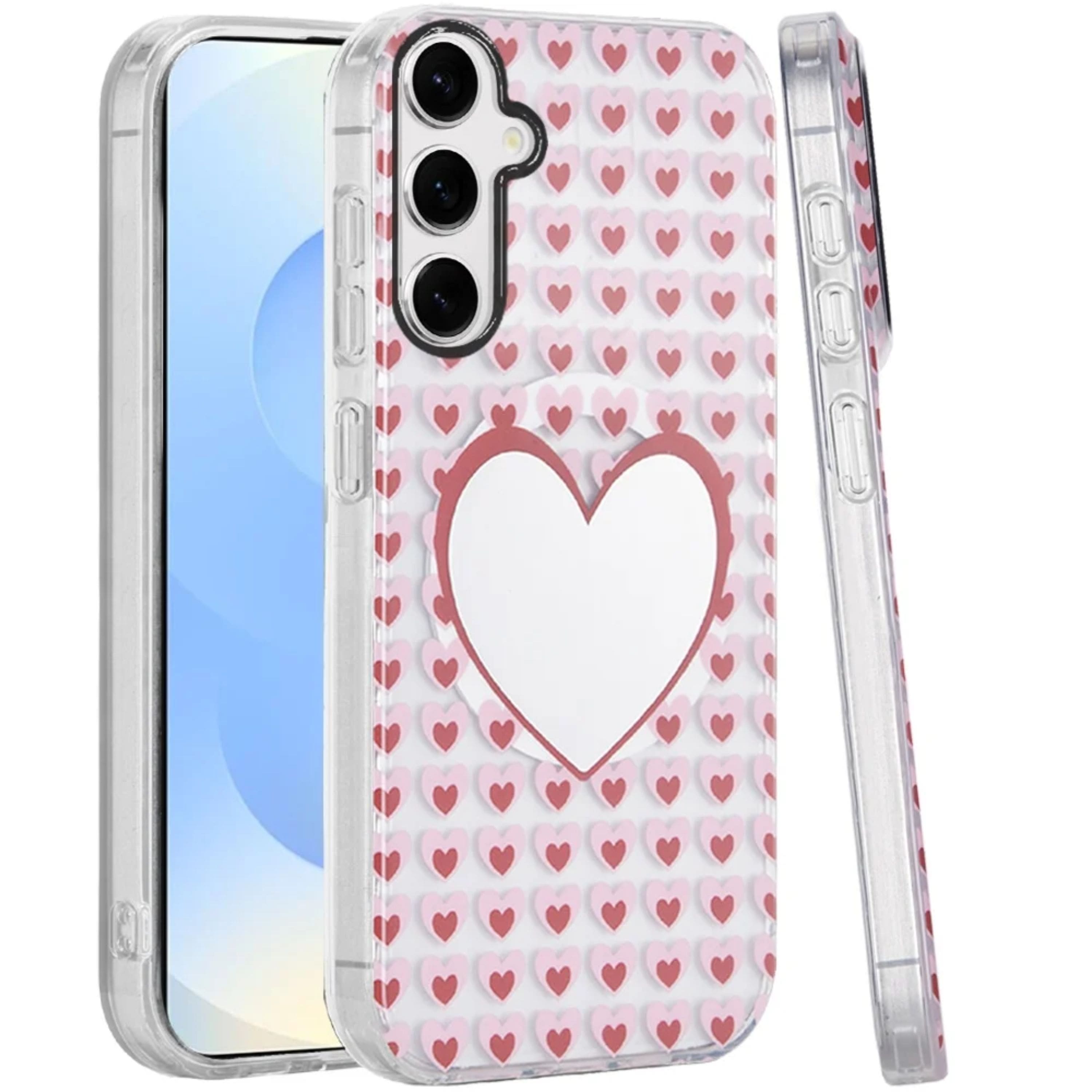 Kitcheniva - Dual-Layer Magnetic Case With Tempered Glass For Samsung S24/S25 Mirror With Hearts - Multicolor price history on PriceWatchPro