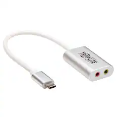 Front. Tripp Lite - USB-C to 3.5-mm Stereo Audio Adapter U437-002 - Silver.