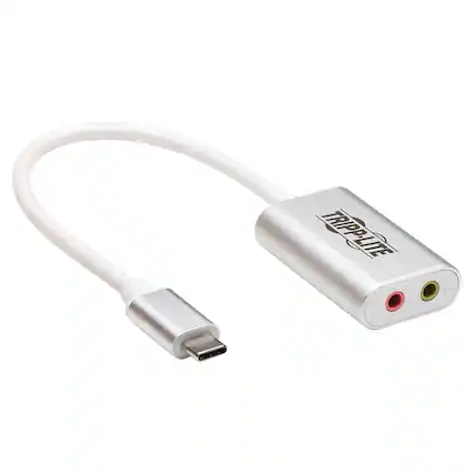 Front. Tripp Lite - USB-C to 3.5-mm Stereo Audio Adapter U437-002 - Silver.
