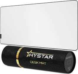 Hystar - Extended Gaming Mouse Pad | XXL 36" x 16" | 5mm Thick, Waterproof Surface, Polyester Fabric, and Natural Rubber Base - White