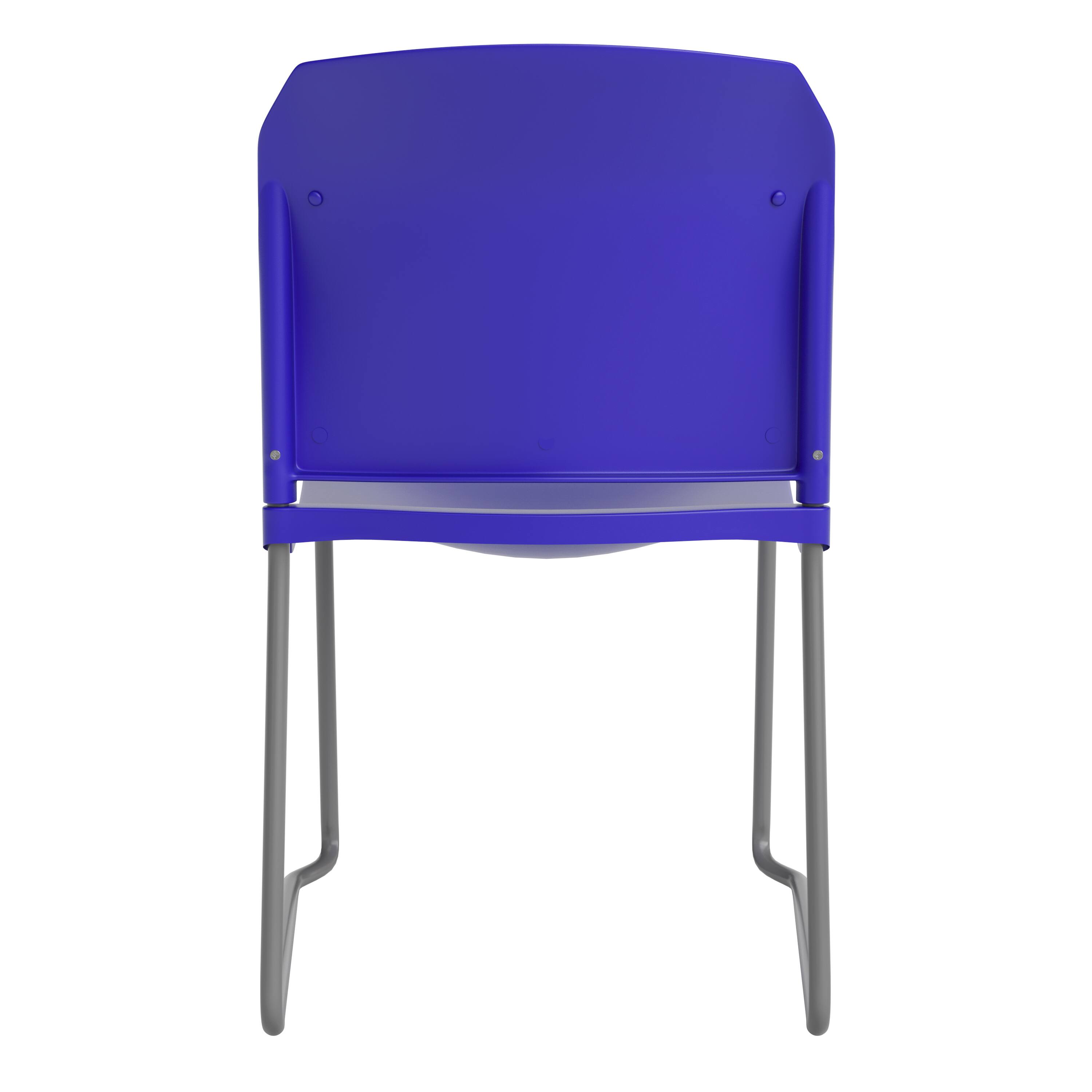 Alt View 7. Emma + Oliver - Home and Office Guest Chair Full Back Contoured Sled Base Stack Chair - Blue.