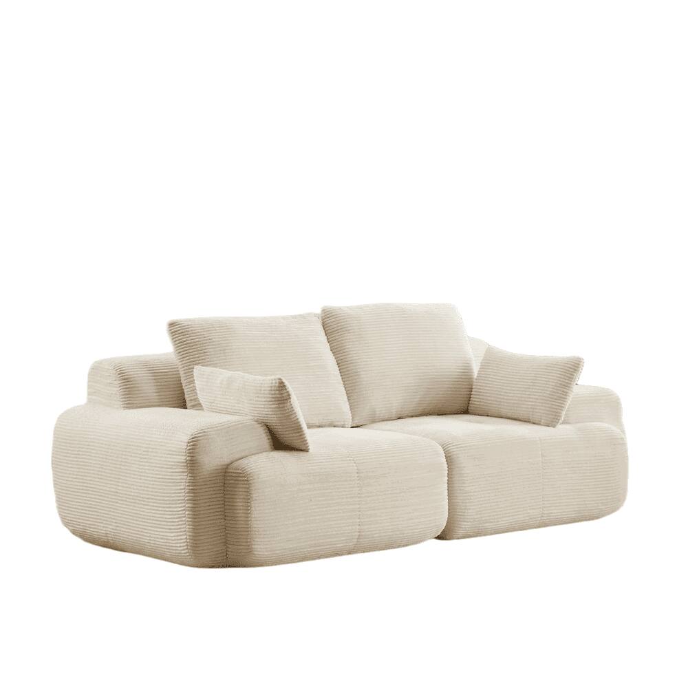 Alt View 8. Kadyn - Modern Memory Foam Compressed Sofa, 2-Seater Pet-Friendly Sectional Couches, Corduroy Fabric, Beige - Beige.