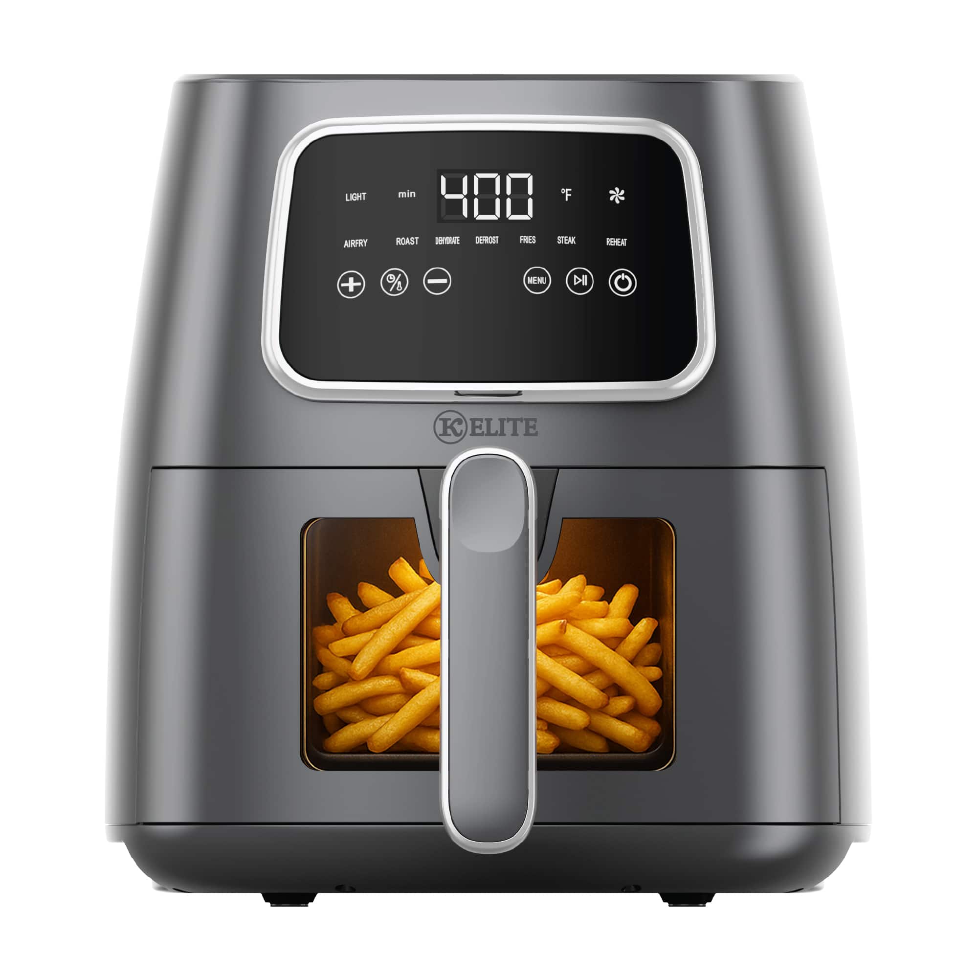 Kitchen Elite - 5.5 Qt. Digital Air Fryer, Countertop Cooker with LED Screen, Grey - Gray
