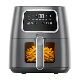 Kitchen Elite - 5.5 Qt. Digital Air Fryer, Countertop Cooker with LED Screen, Grey - Gray