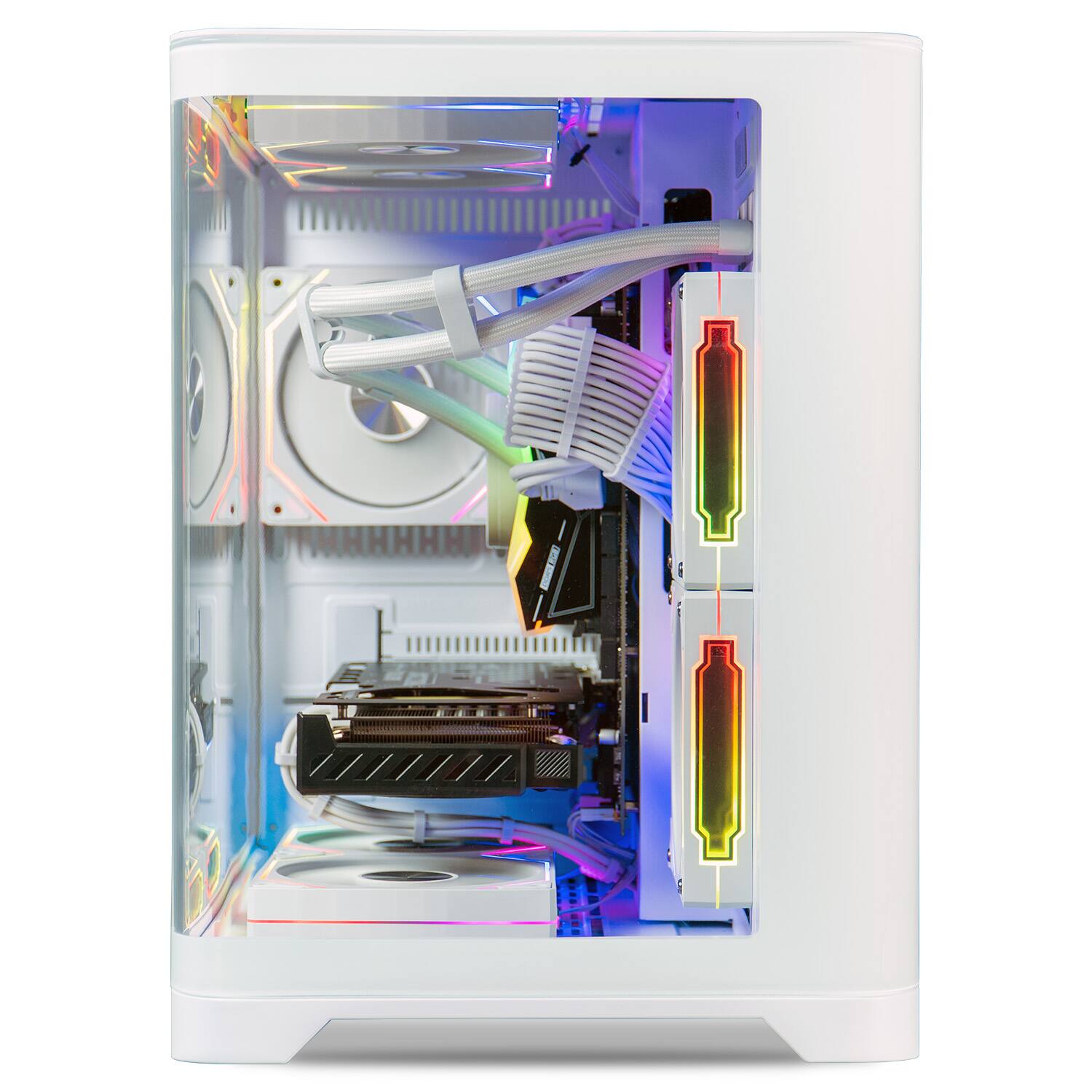 Angle. ViprTech - ViprTech Reaper 2.5 Liquid-Cooled PC - AMD Ryzen 7 8700F 5.0Ghz, RX 9060 XT 16GB, 16GB DDR5, 2TB SSD, Gaming Computer, W - White.