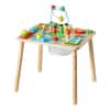 Front. VEVOR - Montessori Activity Table for Toddler 1-3 Years Old, 13 in 1 Wooden Learn Activity Desk - Natural wood color + colored accents.