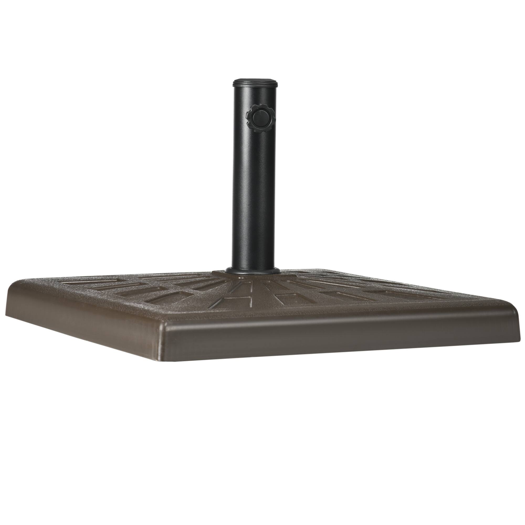 Alt View 4. Outsunny - 42lbs Resin Patio Umbrella Base, 20" Square Outdoor Umbrella Stand Holder for Parasol Poles 1.26", 1.5", and 1.9" Dia - Brown.