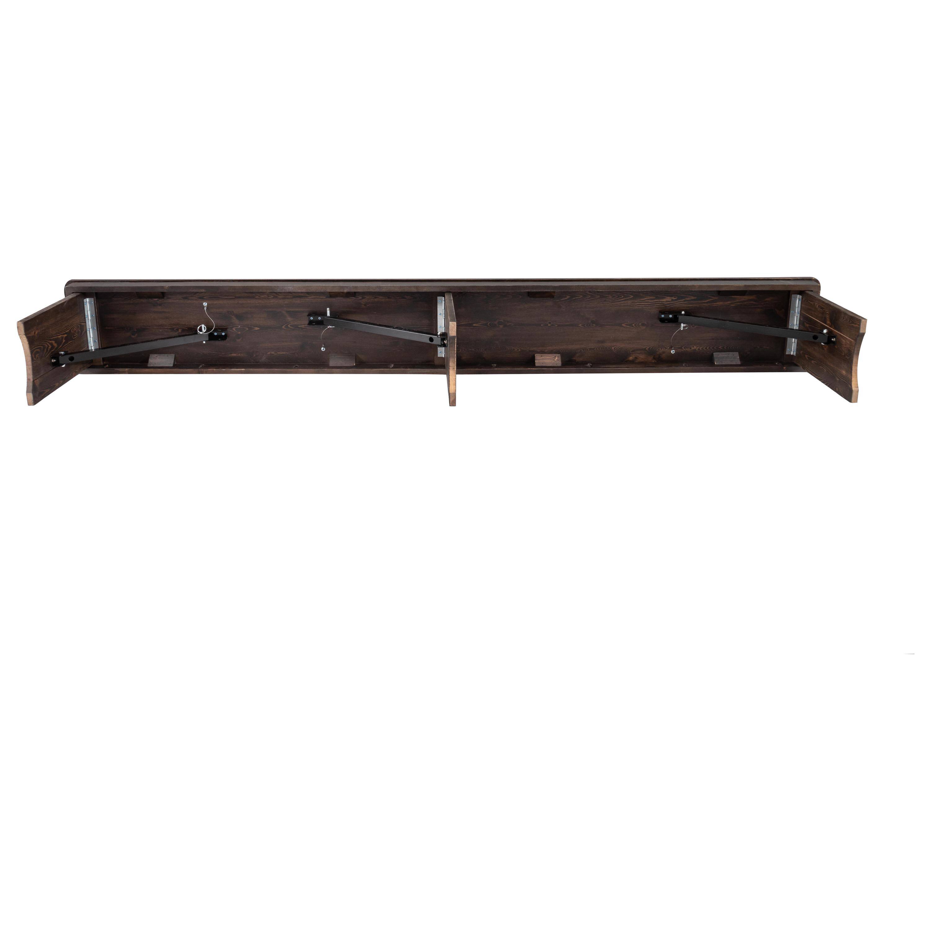 Alt View 9. Emma + Oliver - 8' x 12" Antique Rustic Solid Pine Folding Farm Bench - Portable Bench - Mahogany.