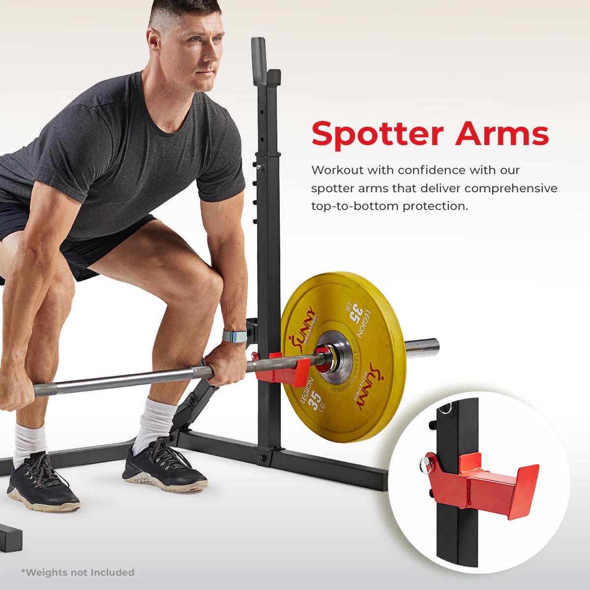 Spotter Arms
Workout with confidence with our spotter arms that deliver comprehensive top-to-bottom protection.
LEGION 35
*Weights not Included