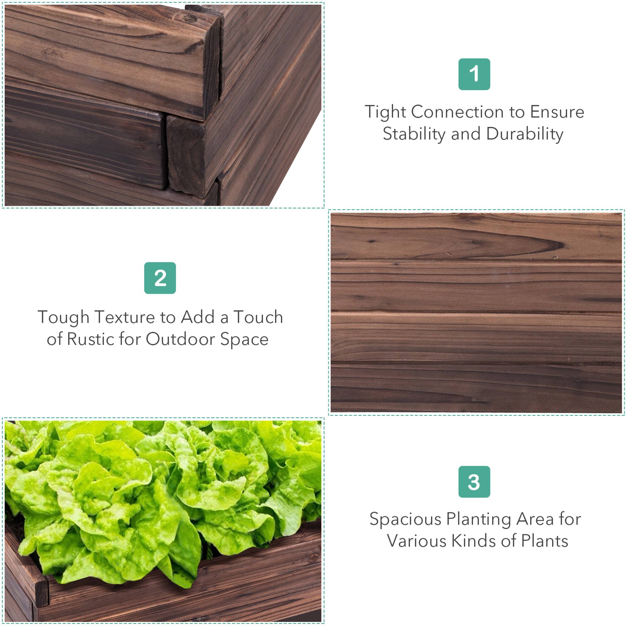 1. Tight Connection to Ensure Stability and Durability
2. Tough Texture to Add a Touch of Rustic for Outdoor Space
3. Spacious Planting Area for Various Kinds of Plants