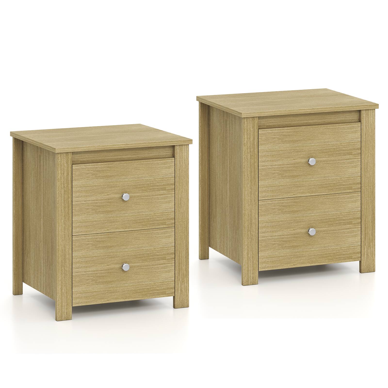 Alt View 9. Gymax - Gymax 2PCS Nightstand w/ 2 Drawers Bedside Table Floor Standing Sofa Side Table Natural - Yellow.