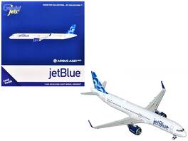GeminiJets - Airbus A321neo Commercial Aircraft JetBlue Airways (N2180J) Tail 1/400 Diecast Model Airplane - White with Blue