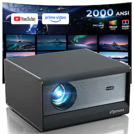 Elephas - 4K Projector with wifi and bluetooth, Auto Focus & Keystone, Dust-Proof Sealed, Dolby Audio - Black