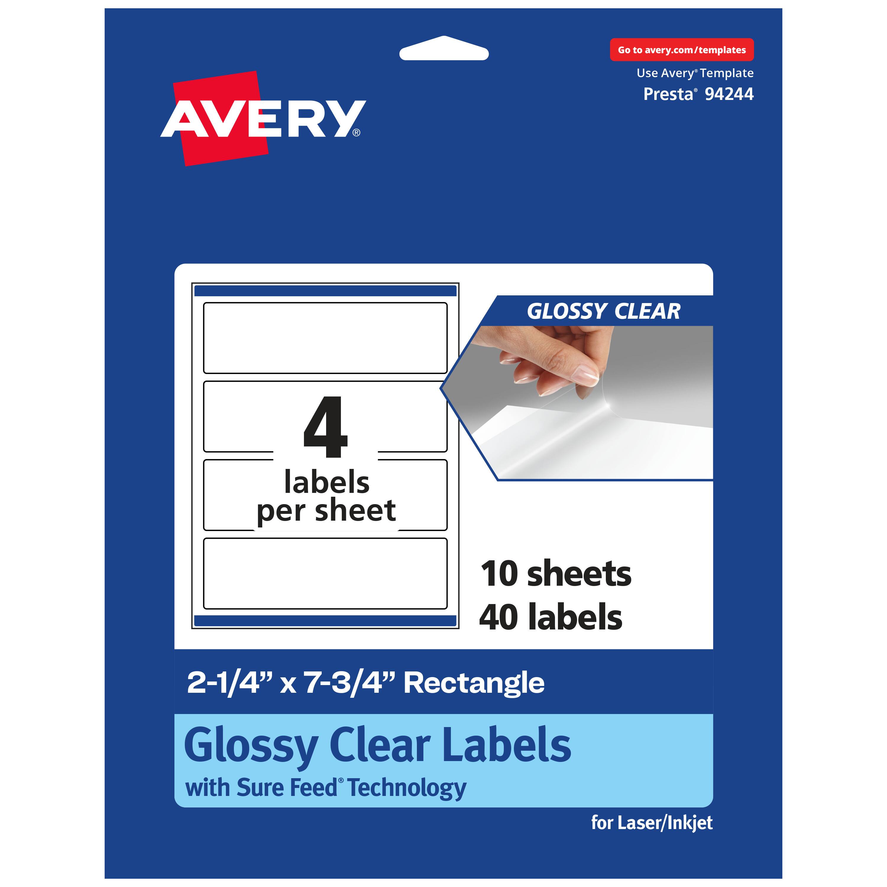 "Avery - Glossy Rectangle Labels, 2.25"" x 7.75"", 40 Labels - Clear" price history on PriceWatchPro