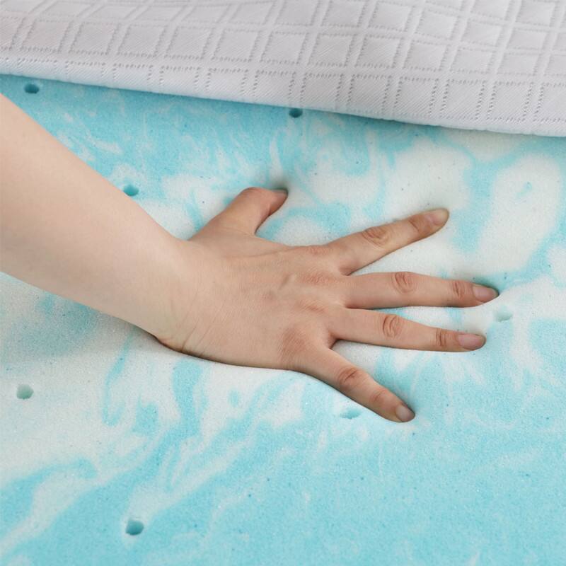 Back. Vipbear - 3" Short King Size Firm Reversible Mattress,High-Density Memory Foam Bed Topper with Removable Cover,75" x 72" - Gray.