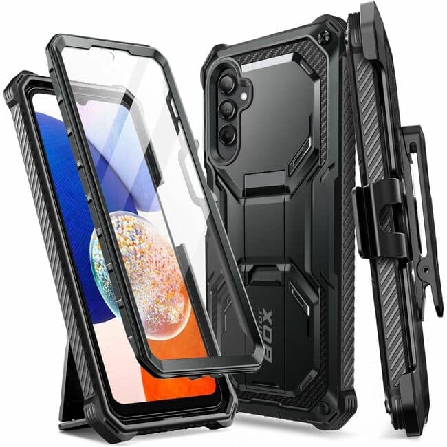 i-Blason - Armorbox Carrying Case (Holster) Samsung Galaxy A14, Galaxy A14 5G Smartphone - Shock Absorbing, Damage - Black